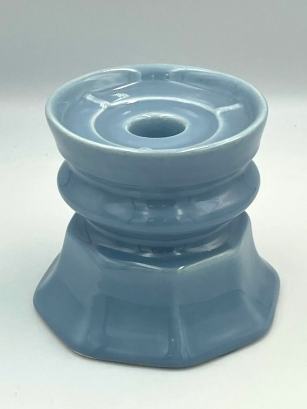 Beacon Hill Blue Ceramic Candle Holder Pedestal Holds Taper Dinner Votive Pillar